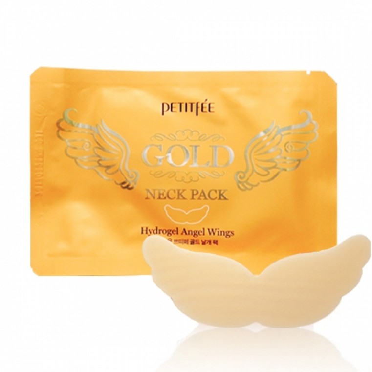 Petitfee Gold Neck Pack Hydrogel Angel Wings Патчи гидрогелевые для шеи с золотом